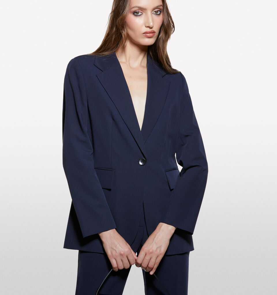 Blazer bleu foncé coupe régulière - blazers pour femme - Bleu Foncé | Sisley image number 3